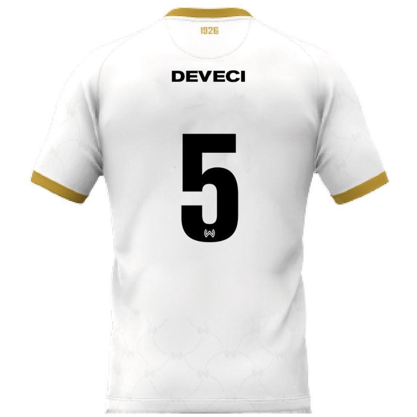 גברים כדורגל Hüseyin Deveci #5 לבן זהב הרחק ג'רזי 2025/26