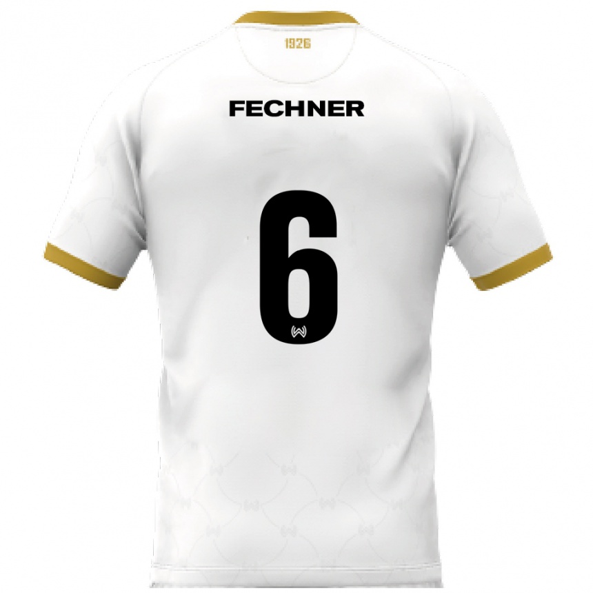 גברים כדורגל ג׳ינו פכנר #6 לבן זהב הרחק ג'רזי 2025/26