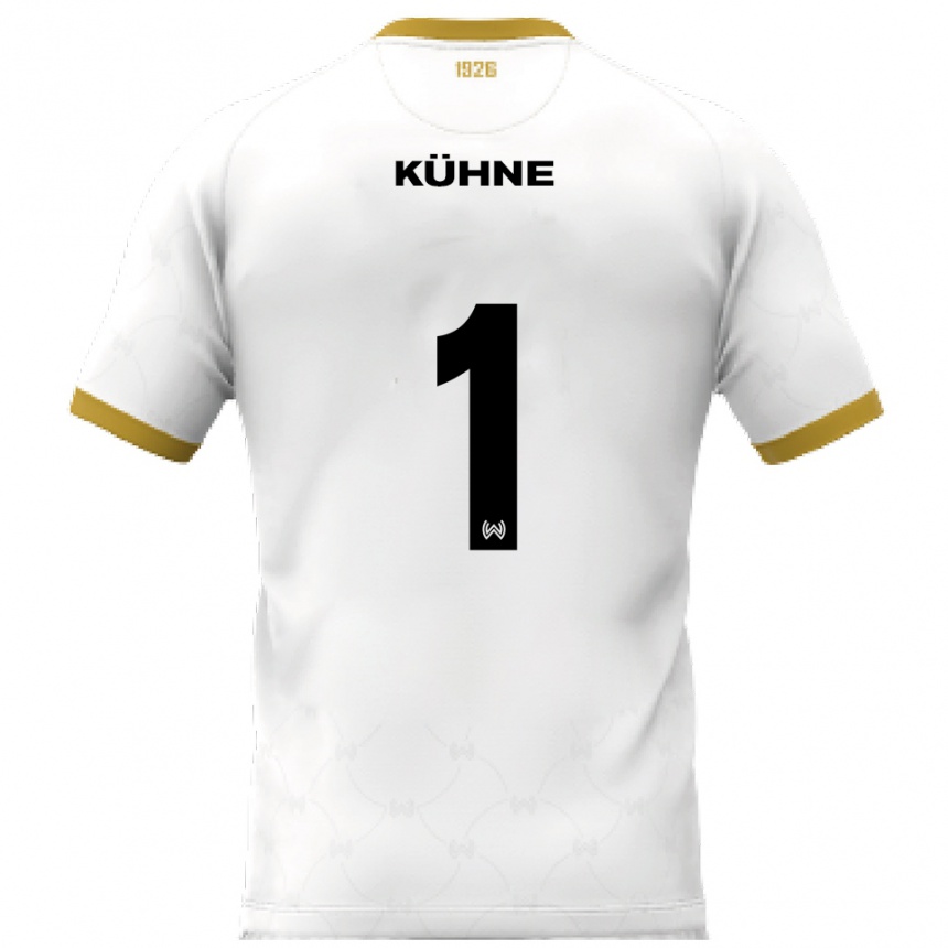 גברים כדורגל Lars Kühne #1 לבן זהב הרחק ג'רזי 2025/26