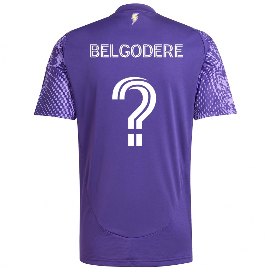 ילדים כדורגל Matthew Belgodere #0 לבן סגול ג'רזי ביתית 2025/26