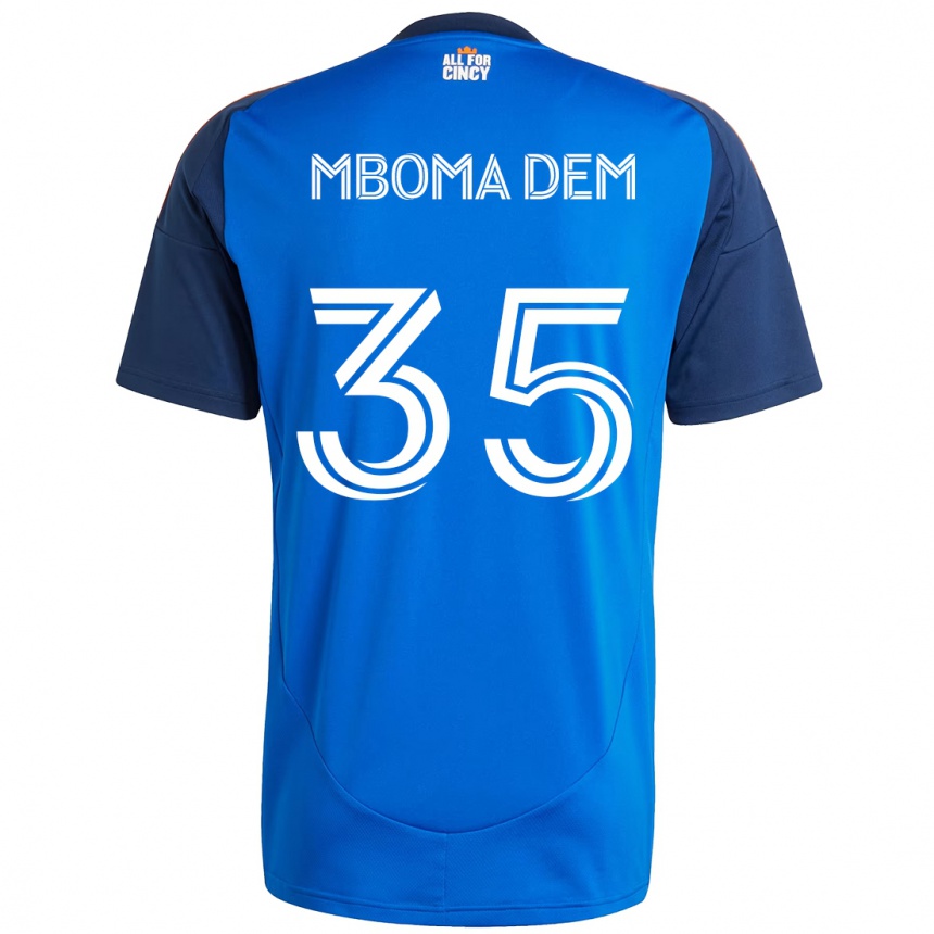ילדים כדורגל Kenji Mboma Dem #35 לבן כחול כתום ג'רזי ביתית 2025/26