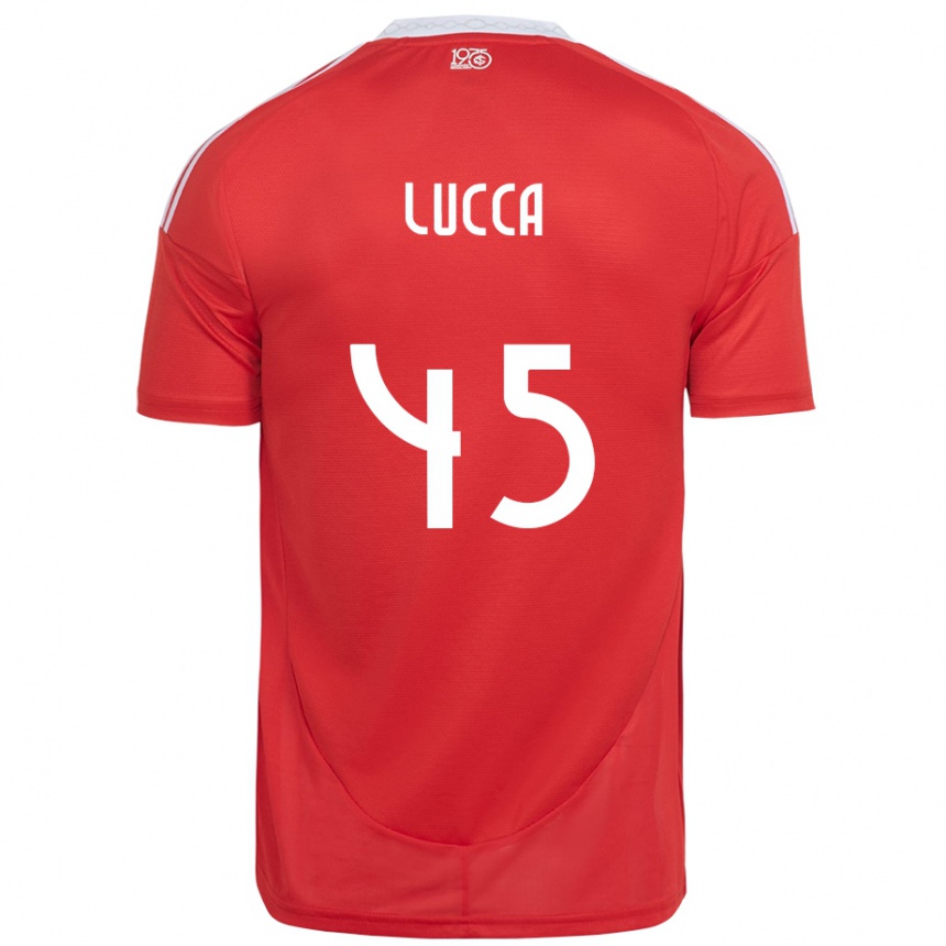 ילדים כדורגל Lucca #45 לבן אדום ג'רזי ביתית 2025/26