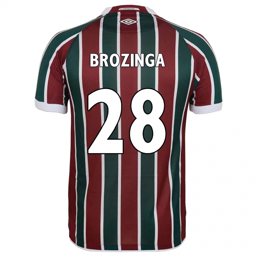 ילדים כדורגל Nay Brozinga #28 לבן ירוק חום-ערמוני ג'רזי ביתית 2025/26