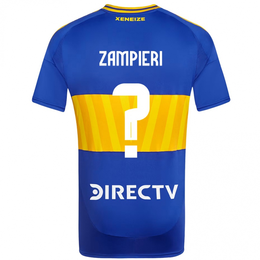 ילדים כדורגל Santiago Zampieri #0 לבן כחול ג'רזי ביתית 2025/26
