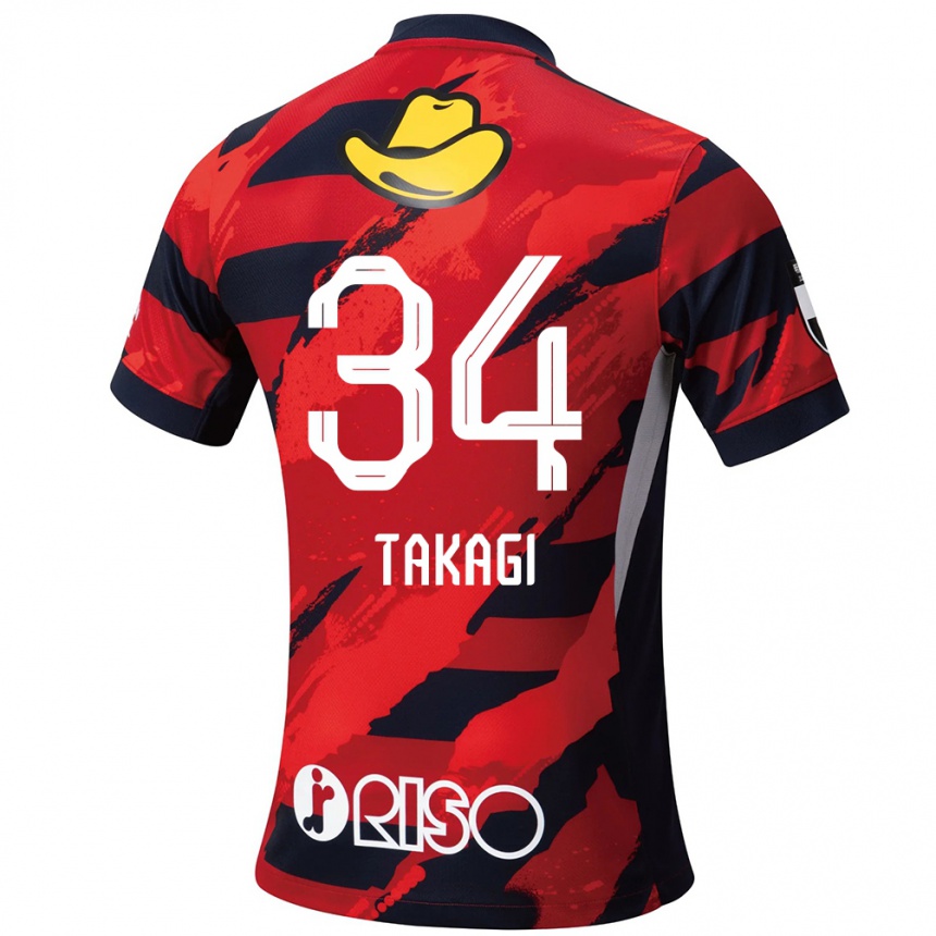 ילדים כדורגל Haruto Takagi #34 לבן שחור ג'רזי ביתית 2025/26