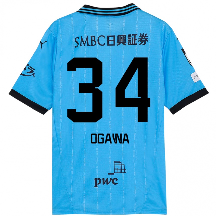 ילדים כדורגל Hiroto Ogawa #34 לבן תכלת שמיים ג'רזי ביתית 2025/26