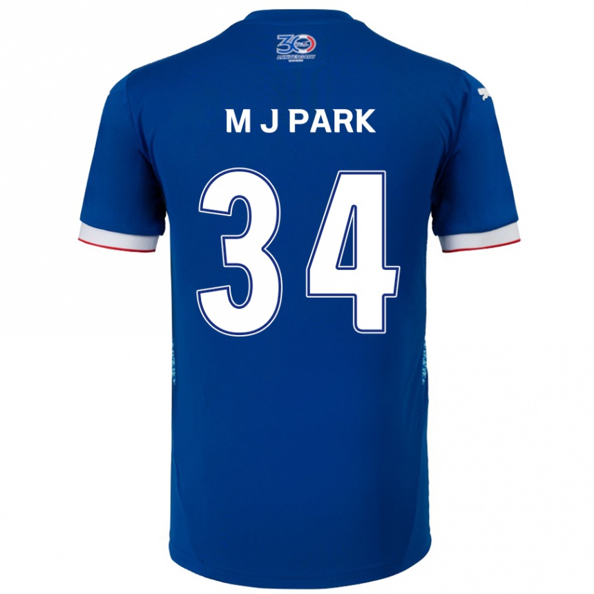 ילדים כדורגל Ji-Min Park #34 לבן כחול מלכותי ג'רזי ביתית 2025/26
