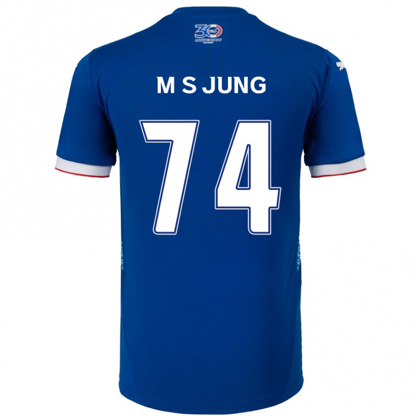 ילדים כדורגל Sung-Min Jung #74 לבן כחול מלכותי ג'רזי ביתית 2025/26