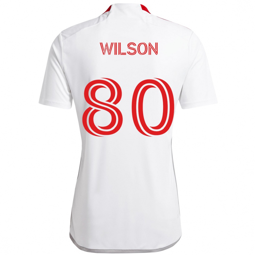 ילדים כדורגל Shafique Wilson #80 אדום לבן הרחק ג'רזי 2025/26