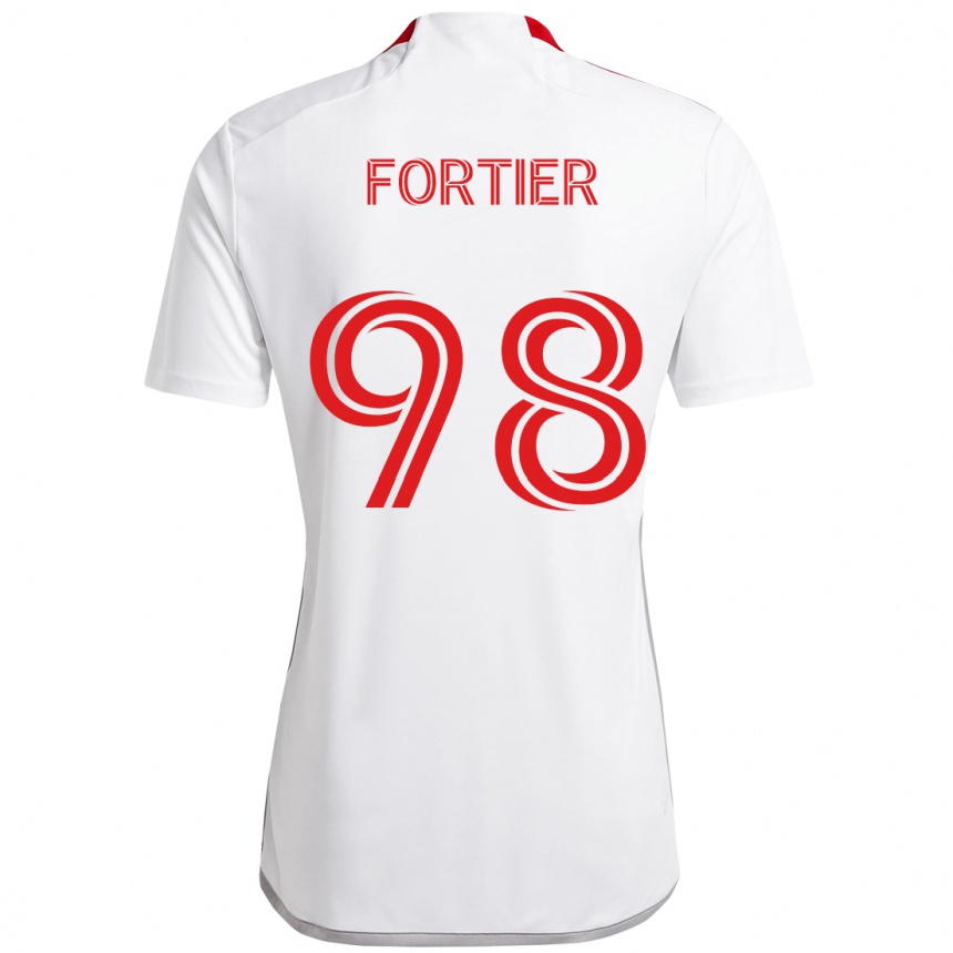 ילדים כדורגל Kristjan Fortier #98 אדום לבן הרחק ג'רזי 2025/26