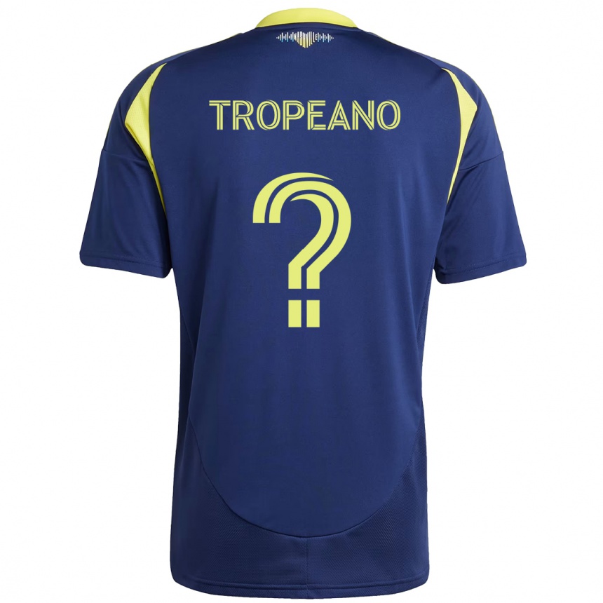 ילדים כדורגל Tristan Tropeano #0 צהוב כחול נייבי הרחק ג'רזי 2025/26