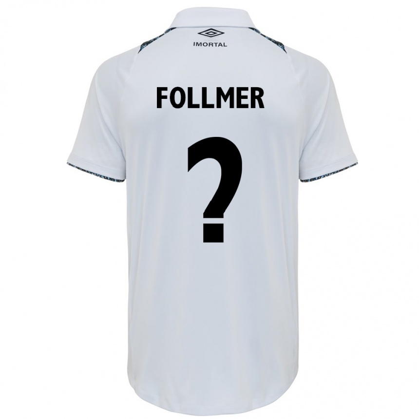 ילדים כדורגל Luan Follmer #0 כחול שחור לבן הרחק ג'רזי 2025/26