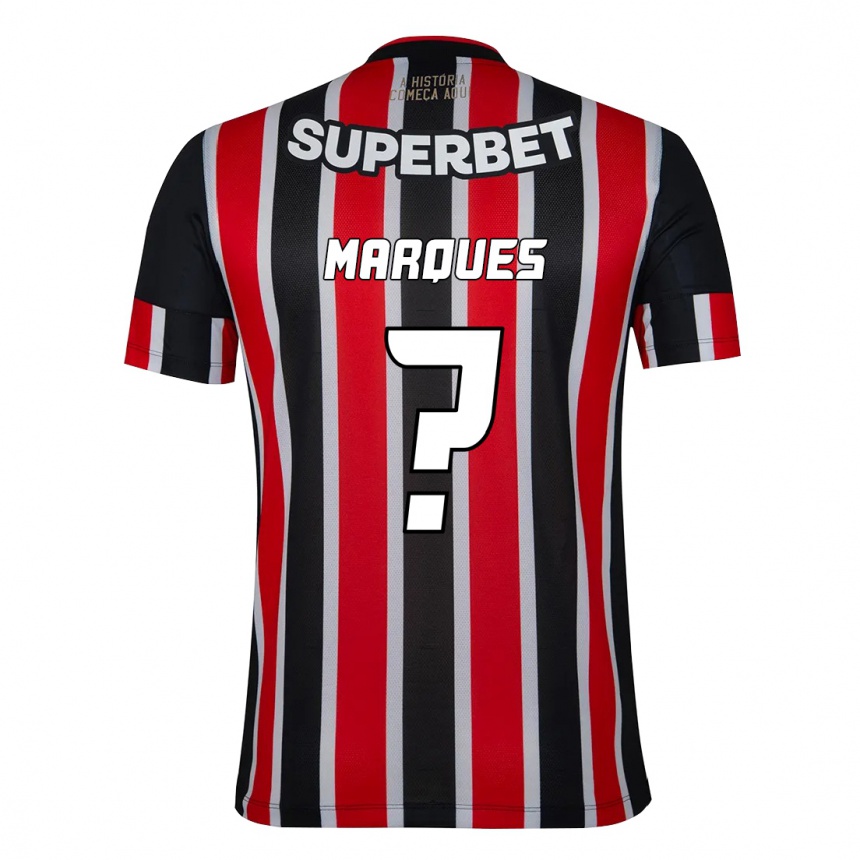 ילדים כדורגל Lucca Marques #0 אדום שחור לבן הרחק ג'רזי 2025/26