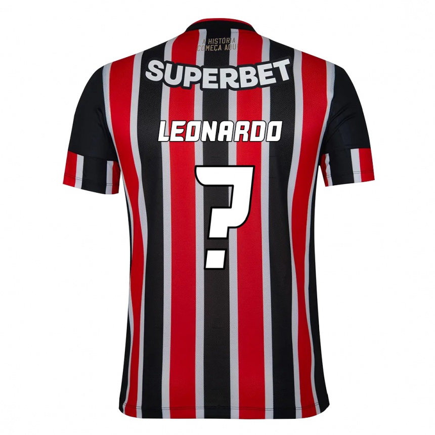 ילדים כדורגל Hugo Leonardo #0 אדום שחור לבן הרחק ג'רזי 2025/26