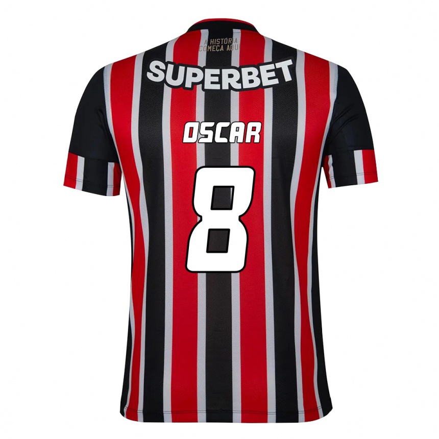 ילדים כדורגל Oscar #8 אדום שחור לבן הרחק ג'רזי 2025/26