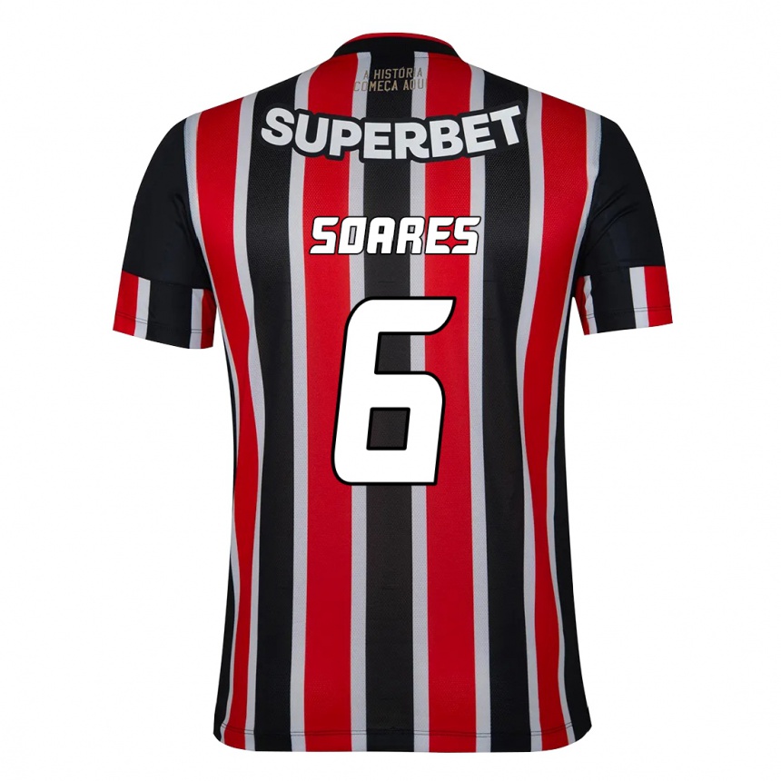 ילדים כדורגל Jéssica Soares #6 אדום שחור לבן הרחק ג'רזי 2025/26