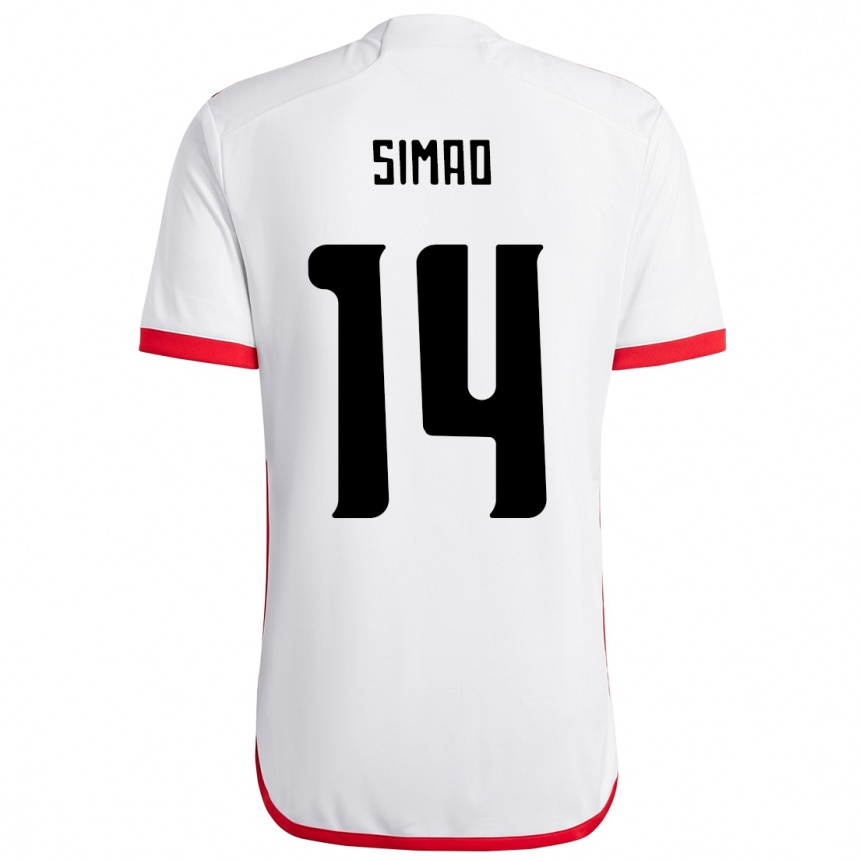 ילדים כדורגל Samhia Simao #14 לבן אדום הרחק ג'רזי 2025/26