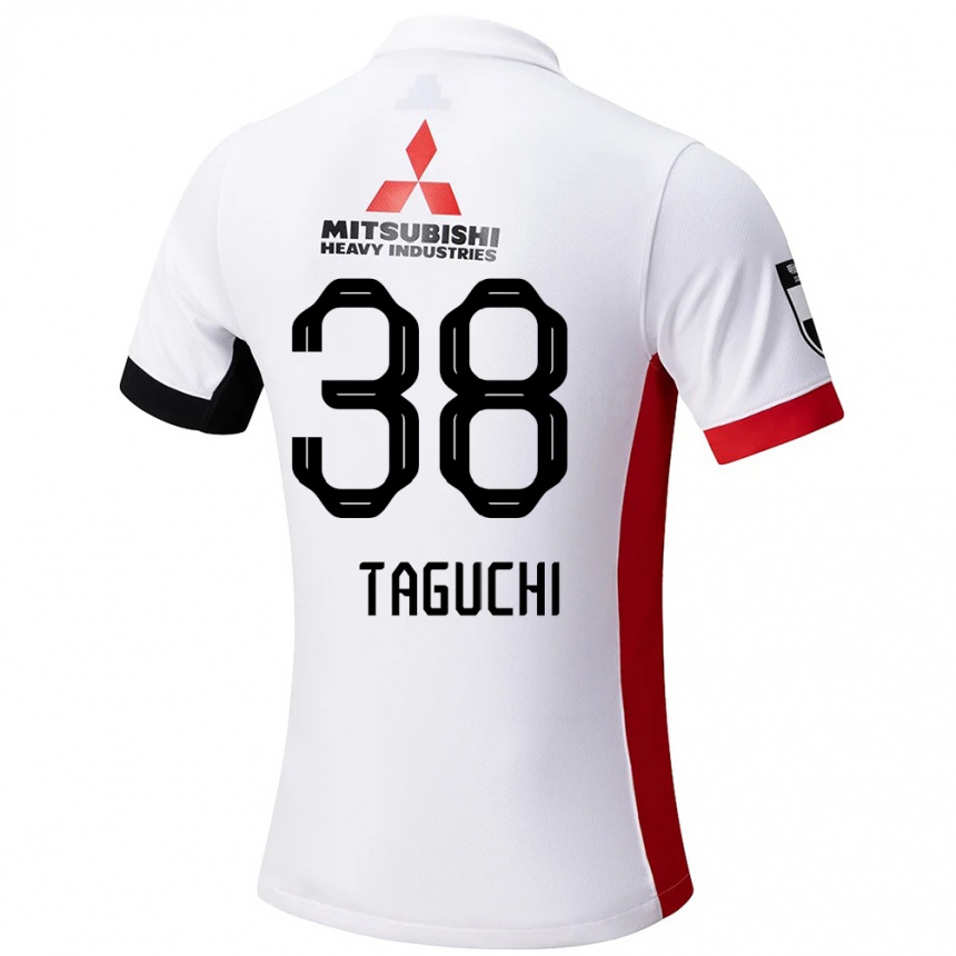 ילדים כדורגל Keita Taguchi #38 אדום לבן הרחק ג'רזי 2025/26