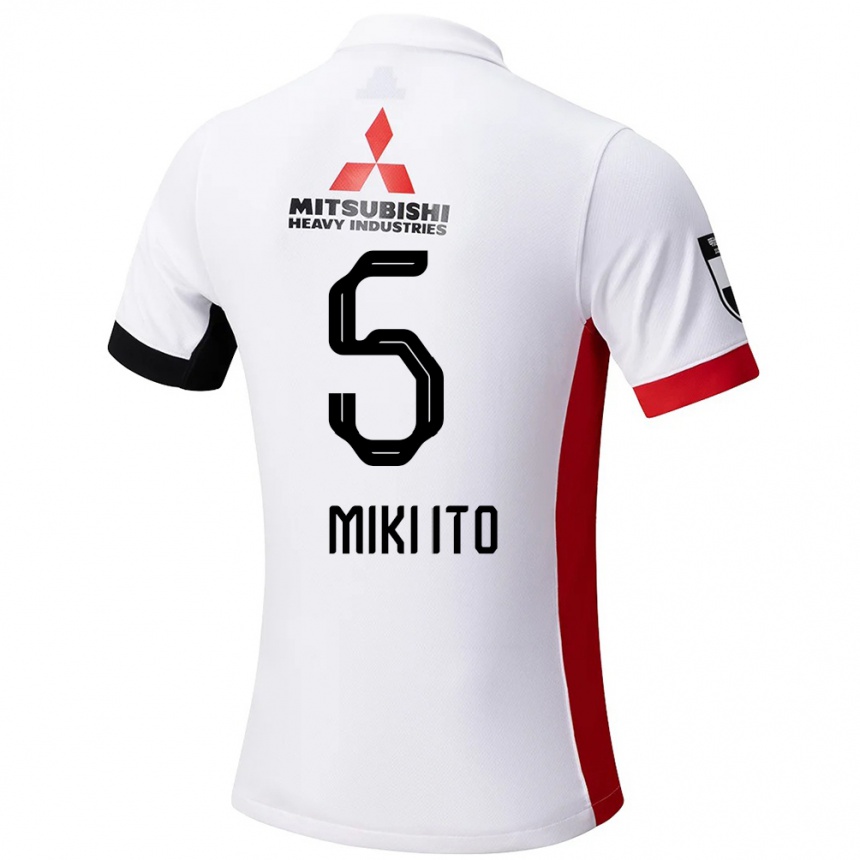 ילדים כדורגל Miki Ito #5 אדום לבן הרחק ג'רזי 2025/26