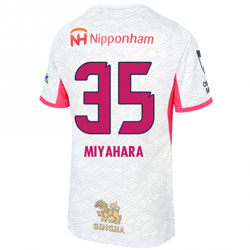 ילדים כדורגל Jinta Miyahara #35 ורוד סאקורה לבן הרחק ג'רזי 2025/26