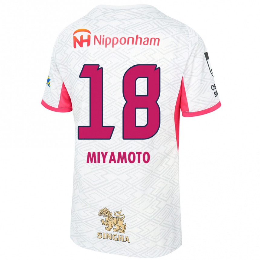 ילדים כדורגל Hikari Miyamoto #18 ורוד סאקורה לבן הרחק ג'רזי 2025/26