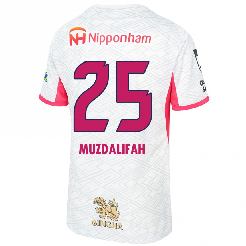 ילדים כדורגל Zahra Muzdalifah #25 ורוד סאקורה לבן הרחק ג'רזי 2025/26