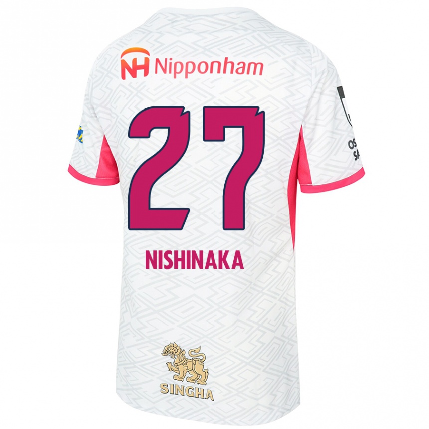 ילדים כדורגל Maho Nishinaka #27 ורוד סאקורה לבן הרחק ג'רזי 2025/26