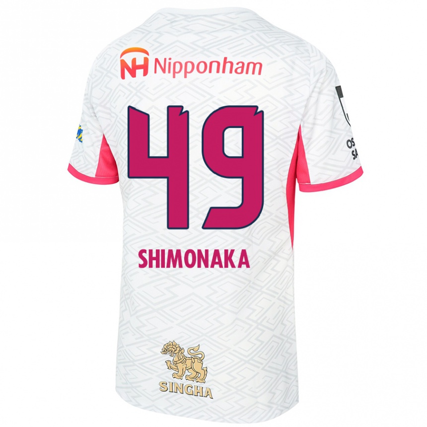 ילדים כדורגל Ryoga Shimonaka #49 ורוד סאקורה לבן הרחק ג'רזי 2025/26