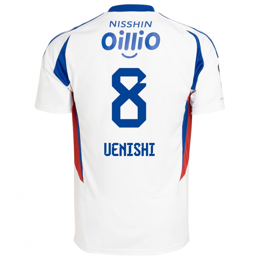 ילדים כדורגל Haruki Uenishi #8 לבן כחול מלכותי הרחק ג'רזי 2025/26
