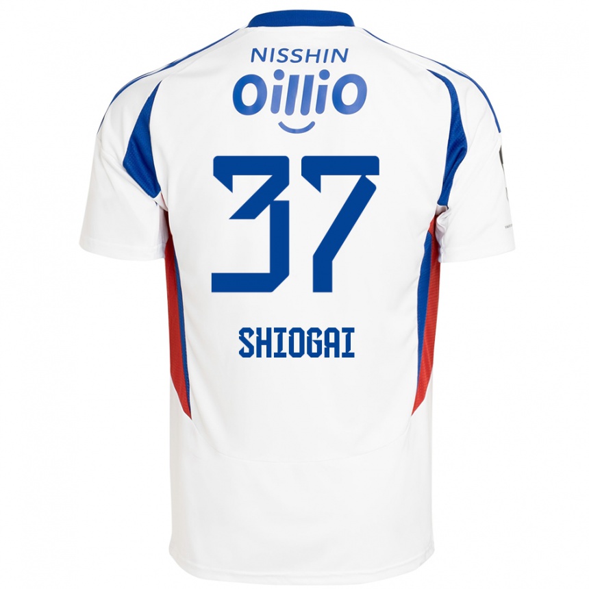 ילדים כדורגל Kento Shiogai #37 לבן כחול מלכותי הרחק ג'רזי 2025/26