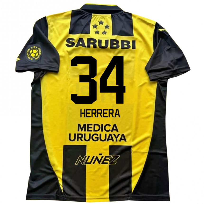 גברים כדורגל Nahuel Herrera #34 שחור צהוב ג'רזי ביתית 2025/26