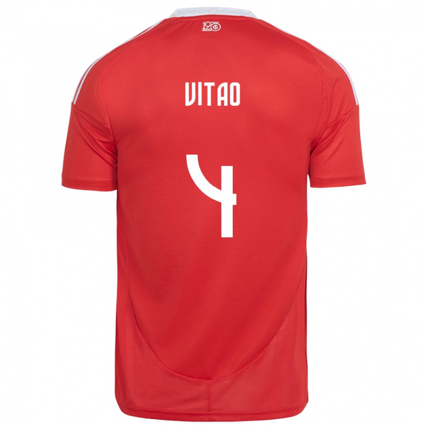 גברים כדורגל Vitão #4 לבן אדום ג'רזי ביתית 2025/26