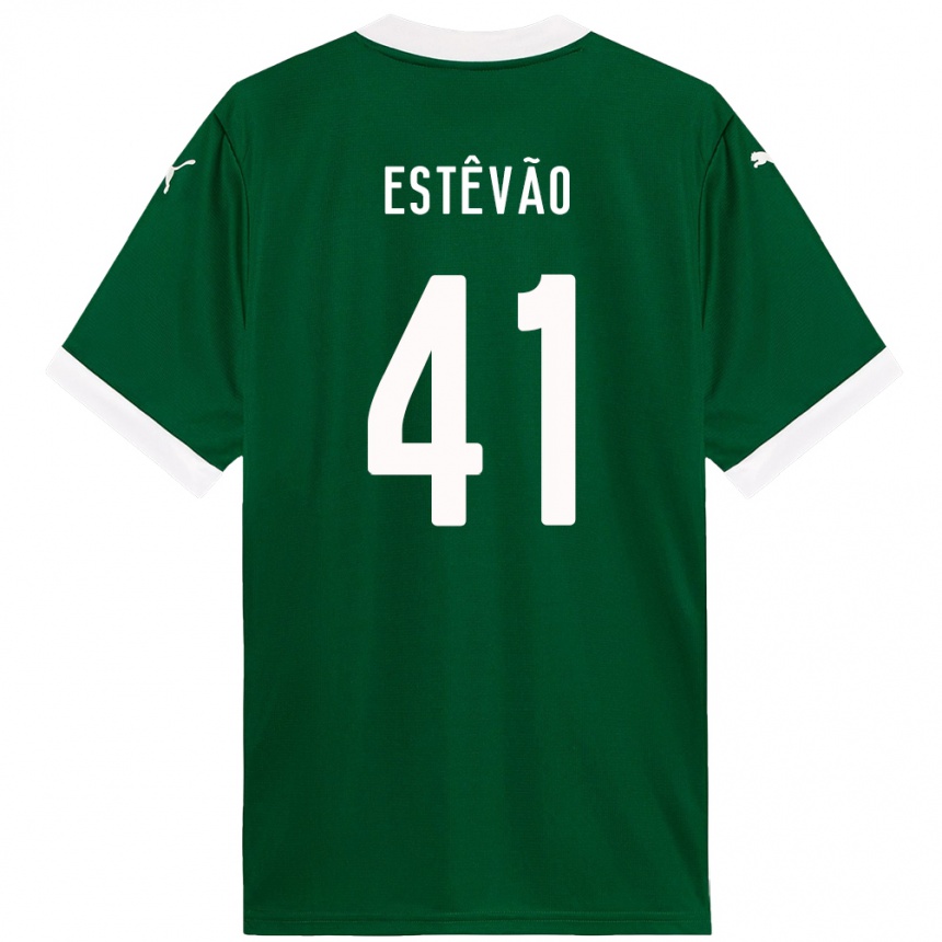גברים כדורגל Estêvão #41 לבן ירוק ג'רזי ביתית 2025/26