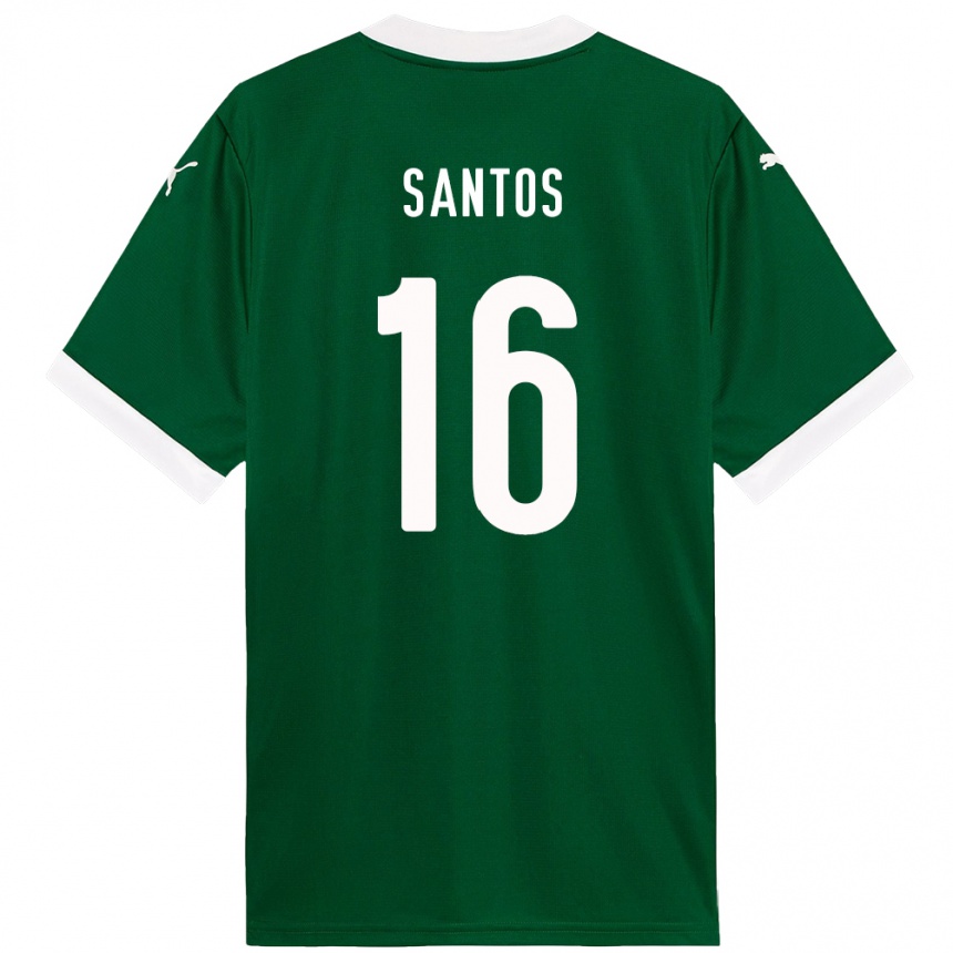גברים כדורגל Gaby Santos #16 לבן ירוק ג'רזי ביתית 2025/26
