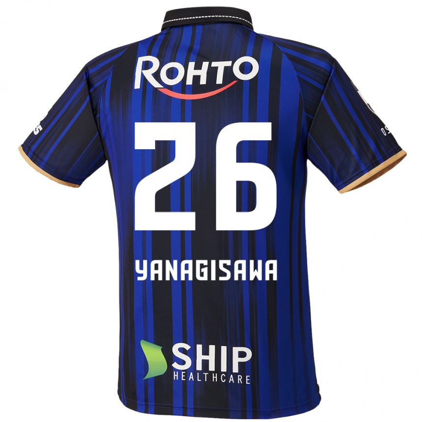 גברים כדורגל Ko Yanagisawa #26 כחול לבן שחור ג'רזי ביתית 2025/26