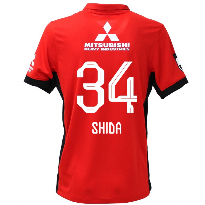 גברים כדורגל Izuho Shida #34 לבן שחור ג'רזי ביתית 2025/26