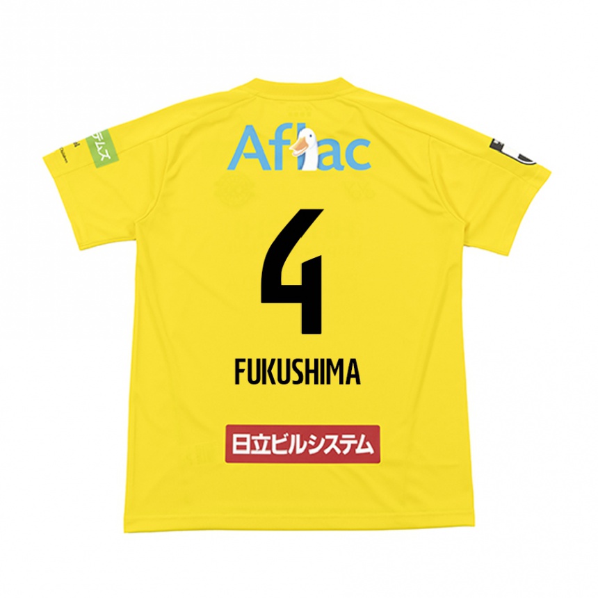 גברים כדורגל Taiga Fukushima #4 שחור צהוב ג'רזי ביתית 2025/26