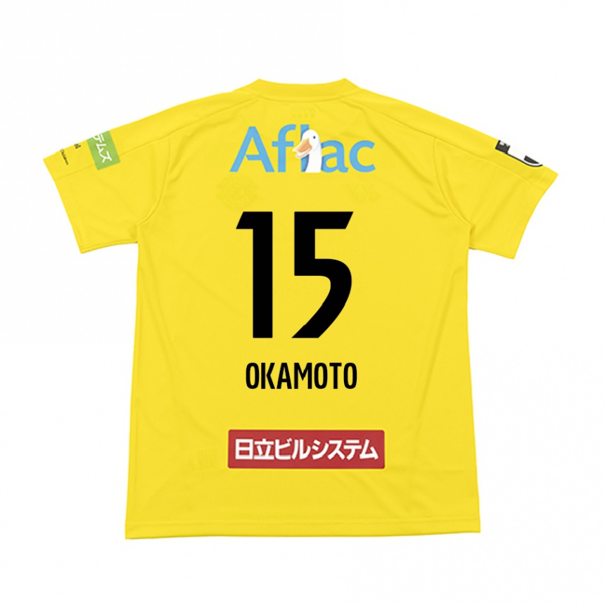 גברים כדורגל Ryoji Okamoto #15 שחור צהוב ג'רזי ביתית 2025/26