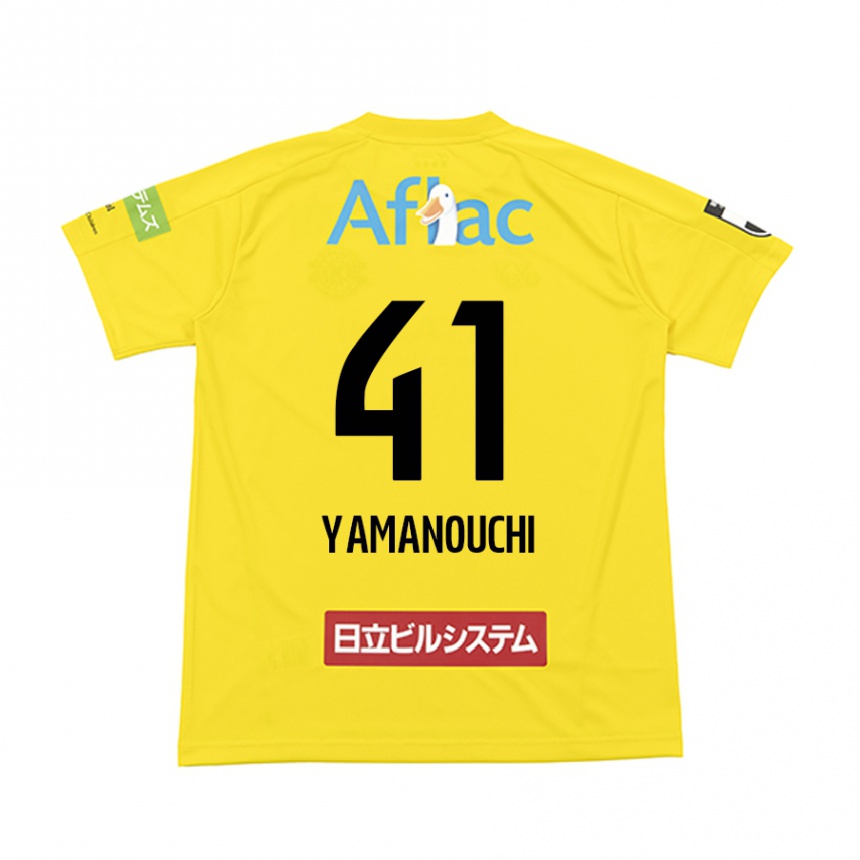 גברים כדורגל Yusei Yamanouchi #41 שחור צהוב ג'רזי ביתית 2025/26