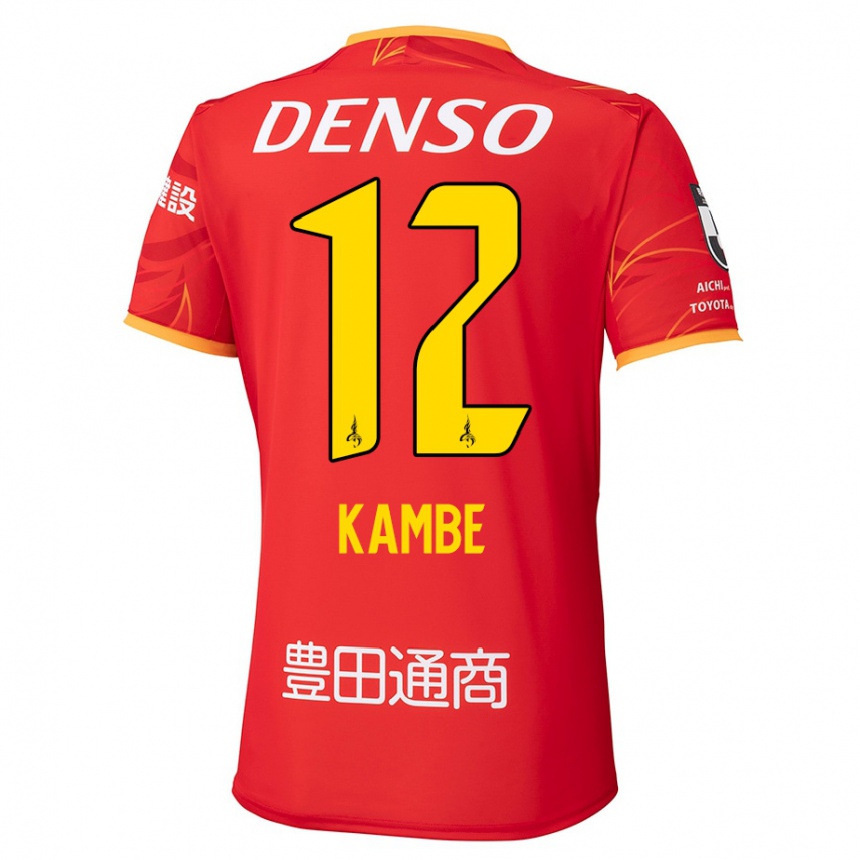 גברים כדורגל Mana Kambe #12 אדום צהוב ג'רזי ביתית 2025/26