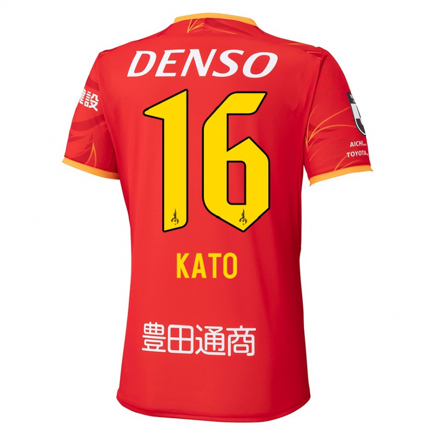 גברים כדורגל Naotaro Kato #16 אדום צהוב ג'רזי ביתית 2025/26