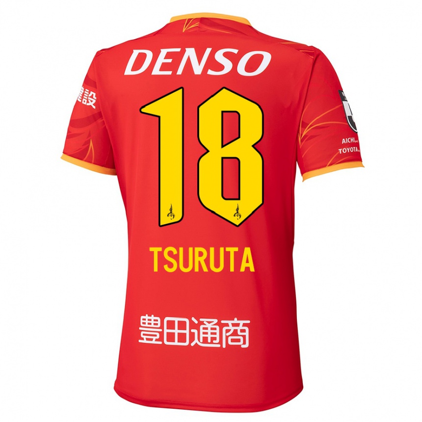 גברים כדורגל Shu Tsuruta #18 אדום צהוב ג'רזי ביתית 2025/26