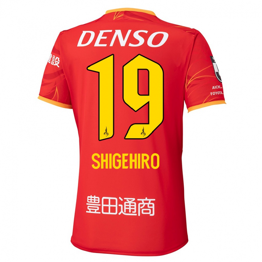 גברים כדורגל Takuya Shigehiro #19 אדום צהוב ג'רזי ביתית 2025/26