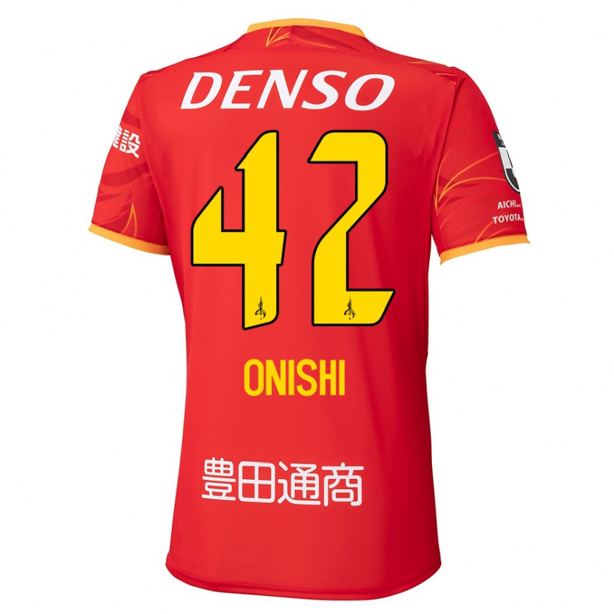 גברים כדורגל Ritsu Onishi #42 אדום צהוב ג'רזי ביתית 2025/26