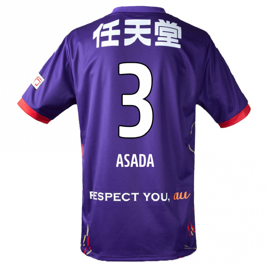 גברים כדורגל Shogo Asada #3 לבן סגול שחור ג'רזי ביתית 2025/26