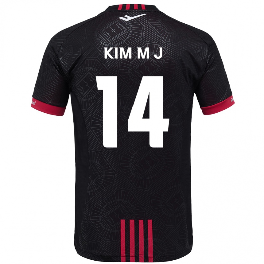 גברים כדורגל Kim Min-Ji #14 לבן שחור ג'רזי ביתית 2025/26