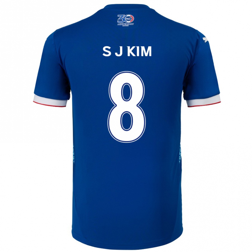 גברים כדורגל Ji-Sung Kim #8 לבן כחול מלכותי ג'רזי ביתית 2025/26