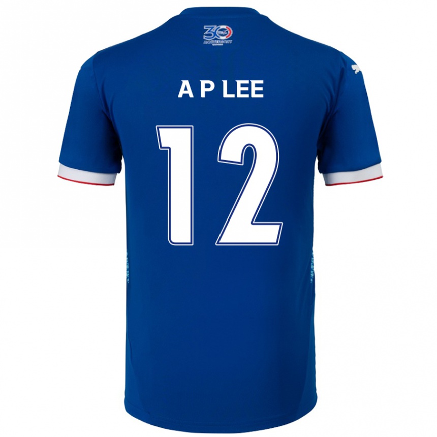 גברים כדורגל Pyeong-An Lee #12 לבן כחול מלכותי ג'רזי ביתית 2025/26