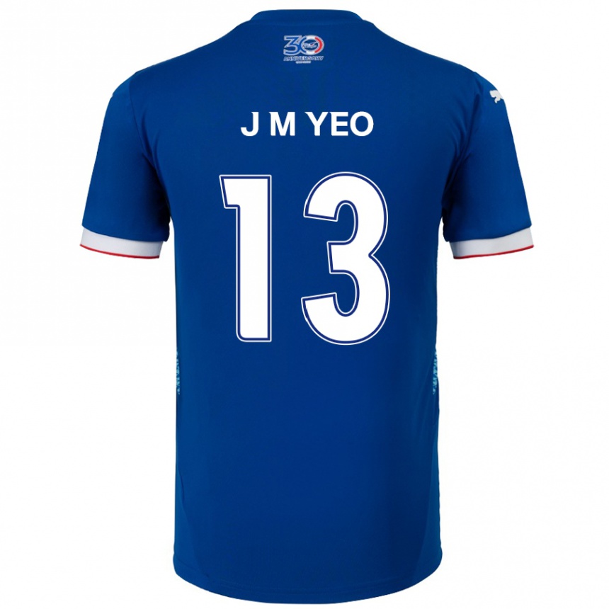 גברים כדורגל Min-Jun Yeo #13 לבן כחול מלכותי ג'רזי ביתית 2025/26