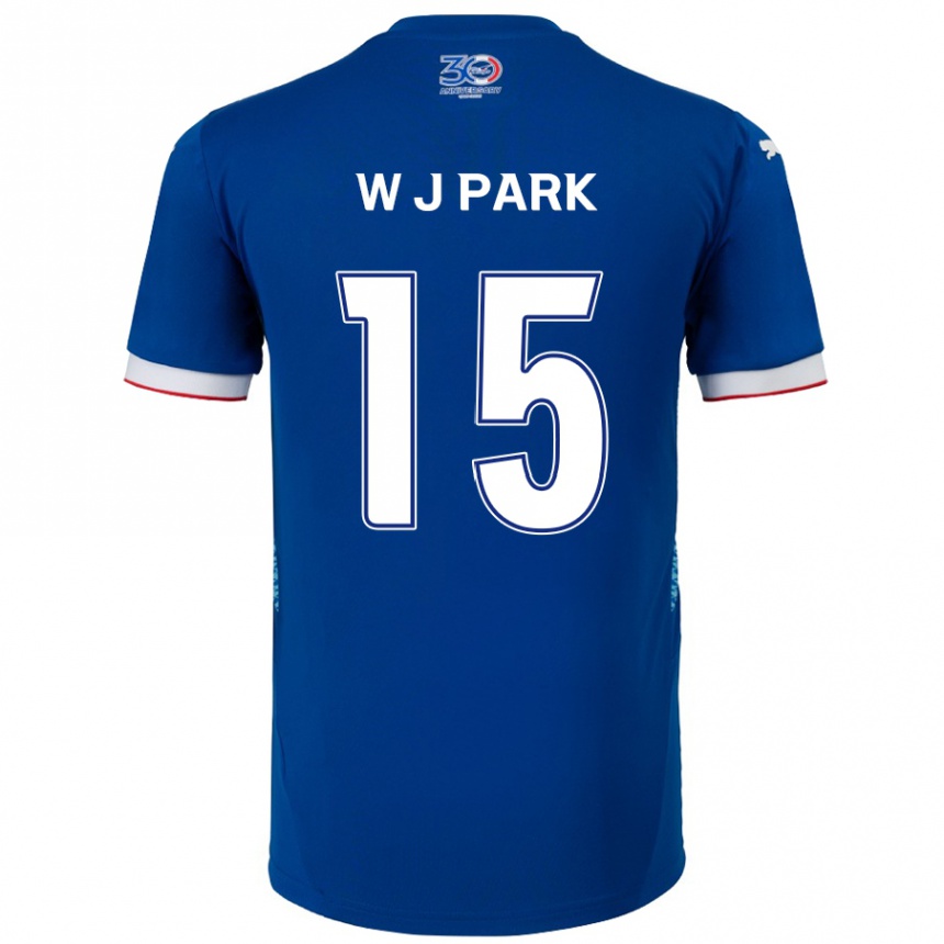 גברים כדורגל Woo-Jin Park #15 לבן כחול מלכותי ג'רזי ביתית 2025/26
